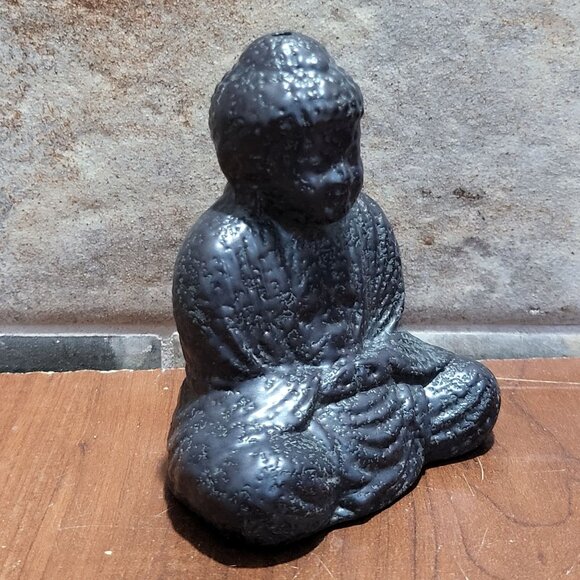 Enesco Ceramic Clay Pottery Dark Gray Black Zen Meditation Buddha Incense Holder - Picture 9 of 12